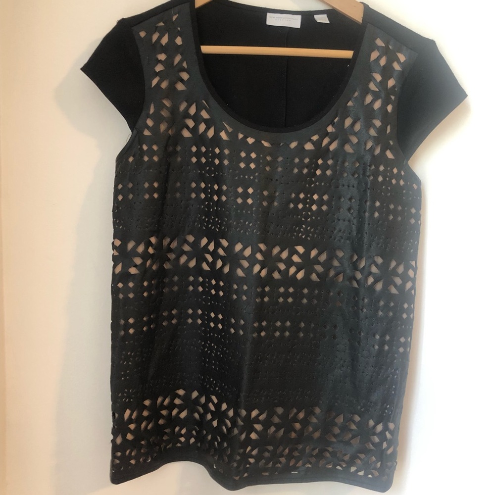 Faux leather laser cut top